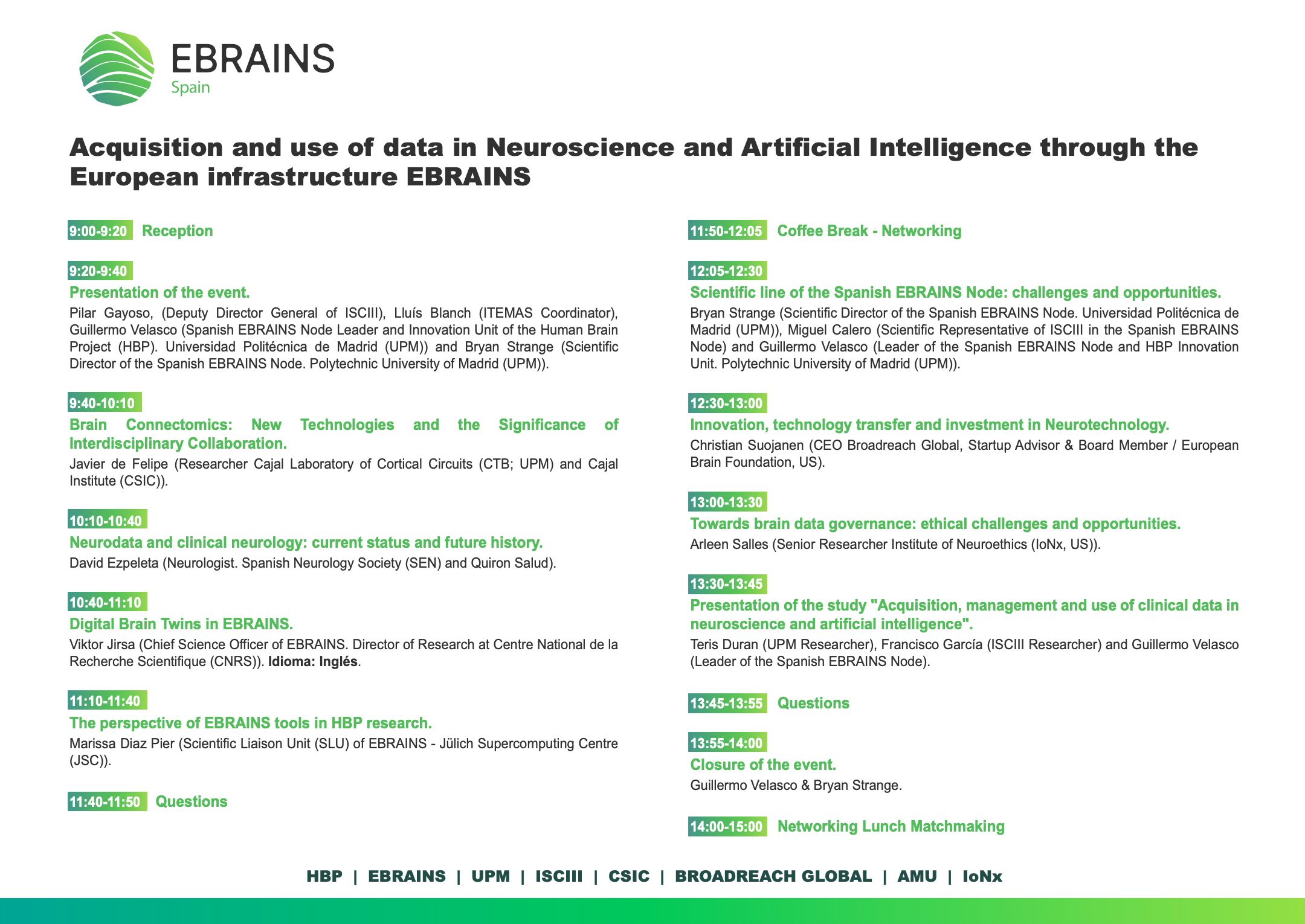 Acquisition And Use Of Data In Neuroscience And Artificial Intelligence Through The European Infrastructure EBRAINS Agenda
